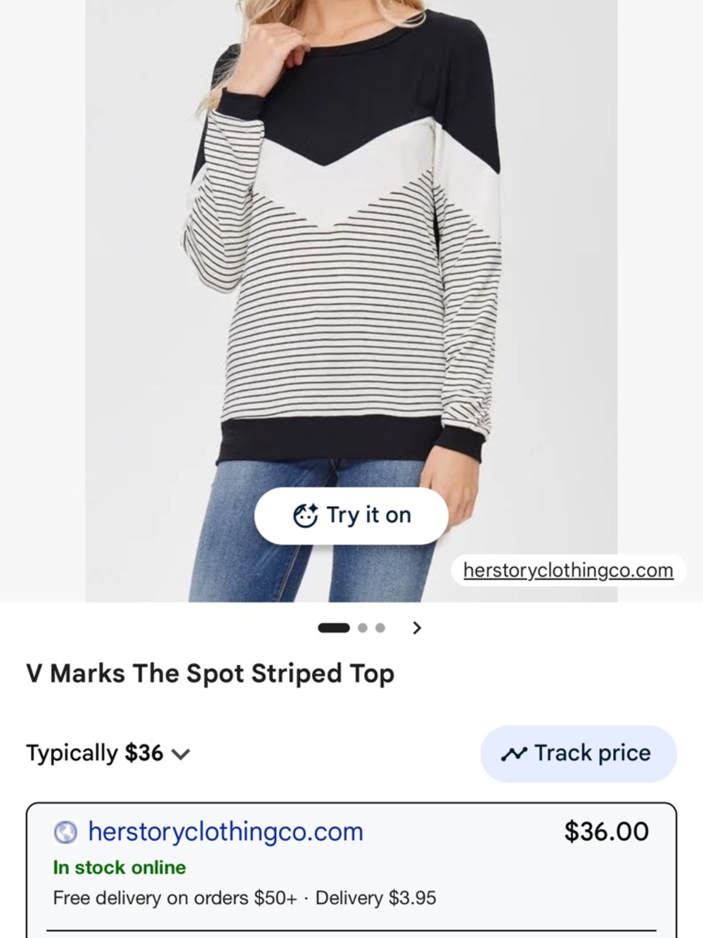 HerStory V Marks The Spot Striped Long Sleeve Top - Black & White